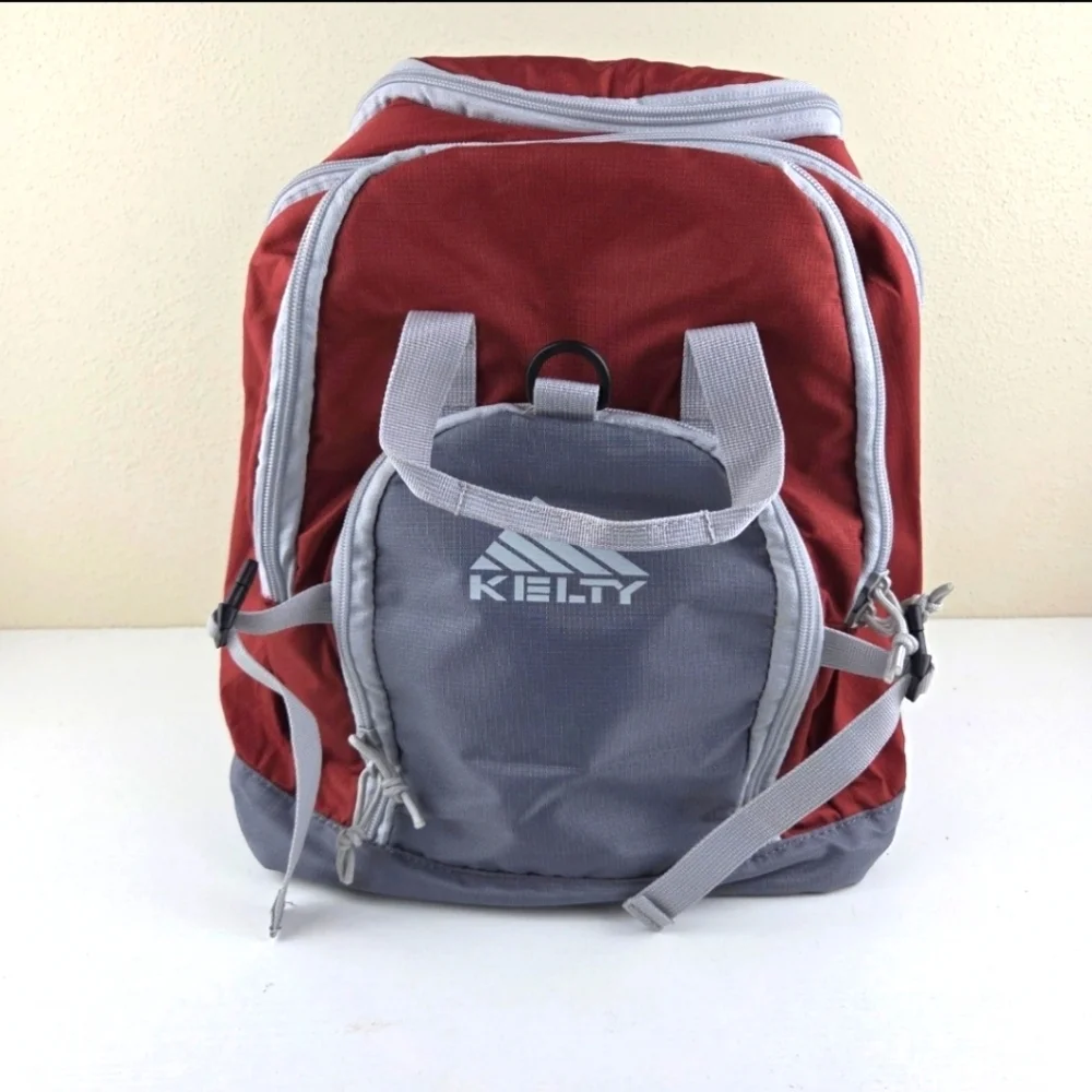 Kelty Red Gray Portable Pocket Picnic Table Backpack Hiking Camping Cooler‎ Bag